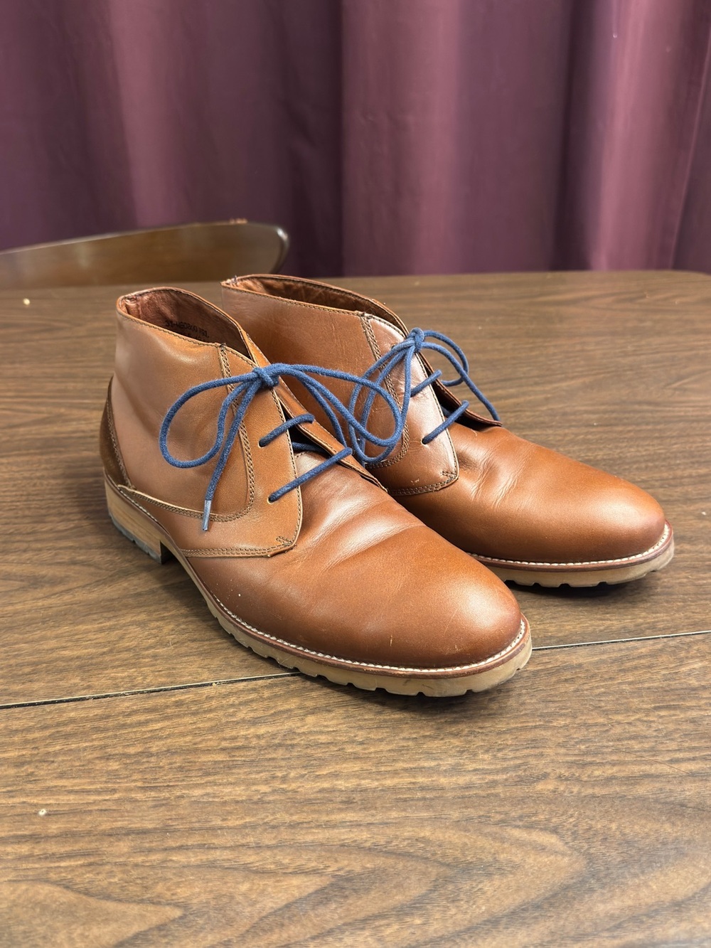 Le Saunda Brown Leather Chukka Boots Suede Trim Men’s 8